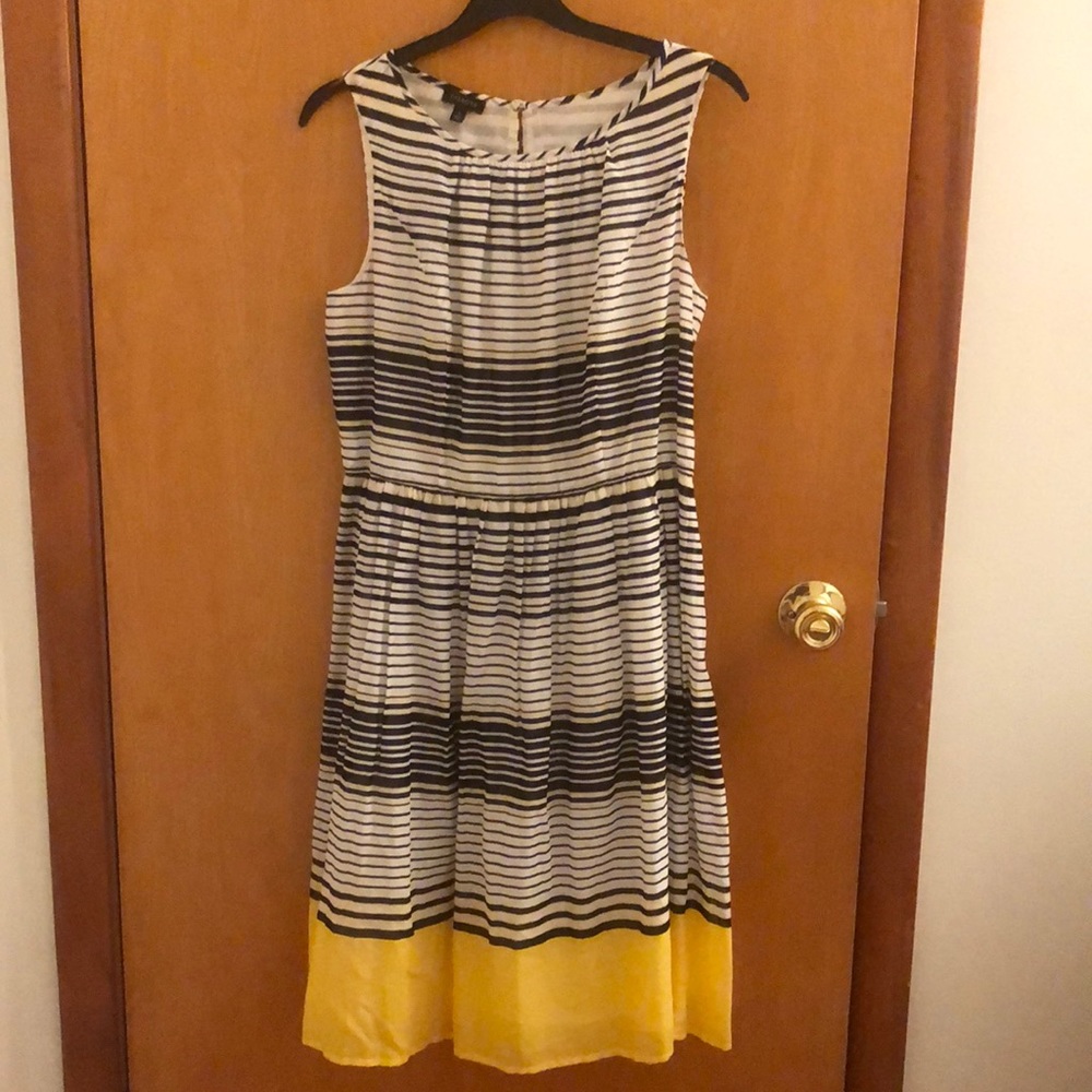 Talbots A-Line Summer Dress - yellow, black, and white stripes - Size 4